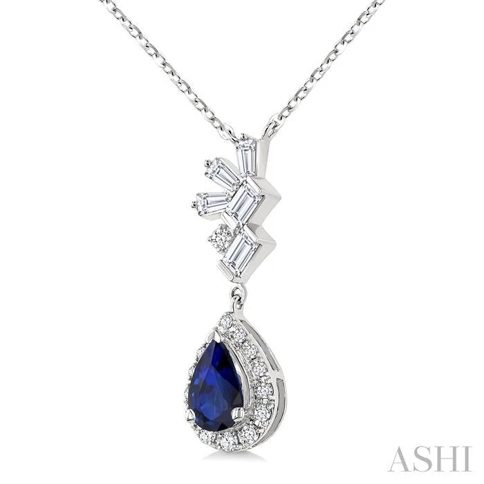 Pear Shape Gemstone & Halo Scatter Diamond Pendant