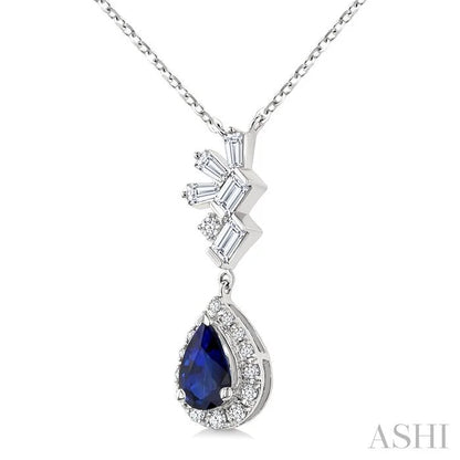 Pear Shape Gemstone & Halo Scatter Diamond Pendant