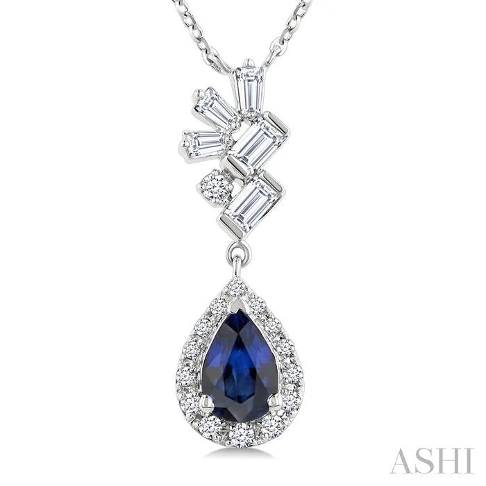 Pear Shape Gemstone & Halo Scatter Diamond Pendant