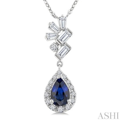 Pear Shape Gemstone & Halo Scatter Diamond Pendant