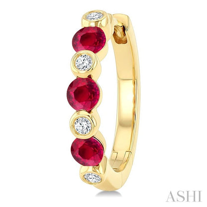 Alternate Gemstone & Diamond Hoop Earrings