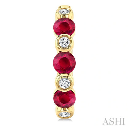 Alternate Gemstone & Diamond Hoop Earrings