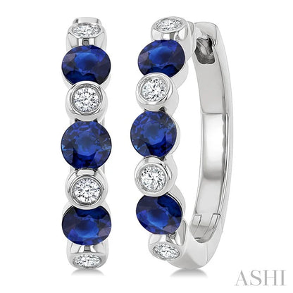 Alternate Gemstone & Diamond Hoop Earrings
