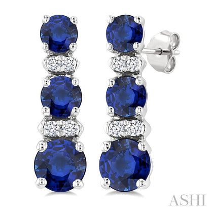 Round Shape Gemstone & Diamond Earrings