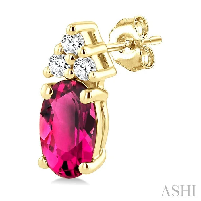 Oval Shape Gemstone & Diamond Earrings