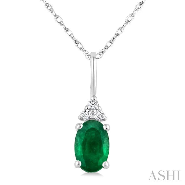 Oval Shape Gemstone & Diamond Pendant