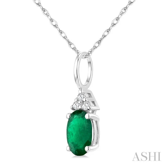 Oval Shape Gemstone & Diamond Pendant