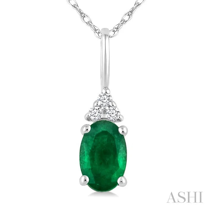 Oval Shape Gemstone & Diamond Pendant