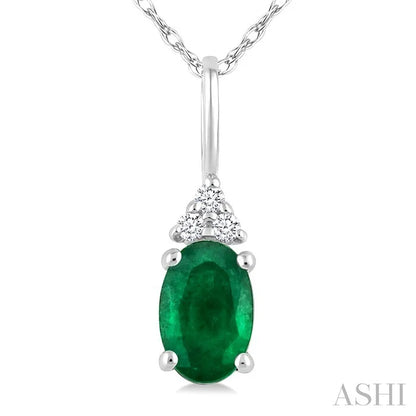 Oval Shape Gemstone & Diamond Pendant