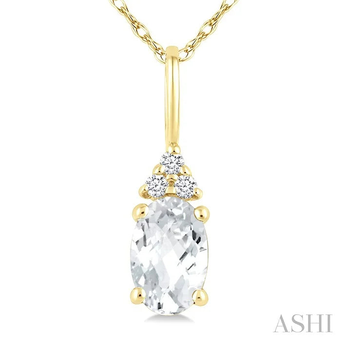 Oval Shape Gemstone & Diamond Pendant