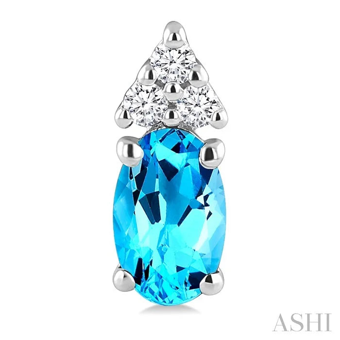 Oval Shape Gemstone & Diamond Earrings