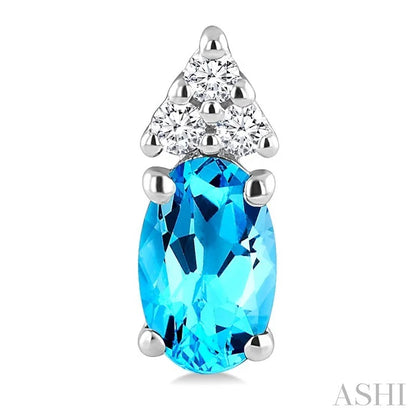 Oval Shape Gemstone & Diamond Earrings