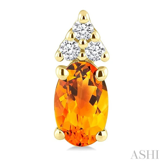 Oval Shape Gemstone & Diamond Earrings