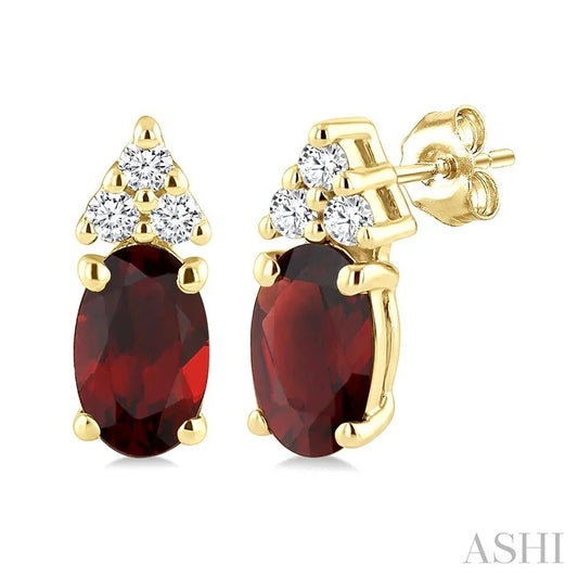 Oval Shape Gemstone & Diamond Earrings