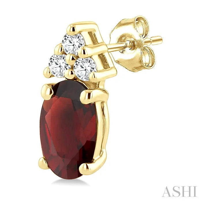 Oval Shape Gemstone & Diamond Earrings
