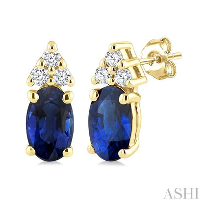Oval Shape Gemstone & Diamond Earrings