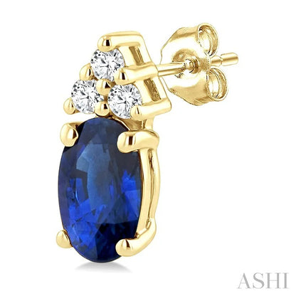 Oval Shape Gemstone & Diamond Earrings