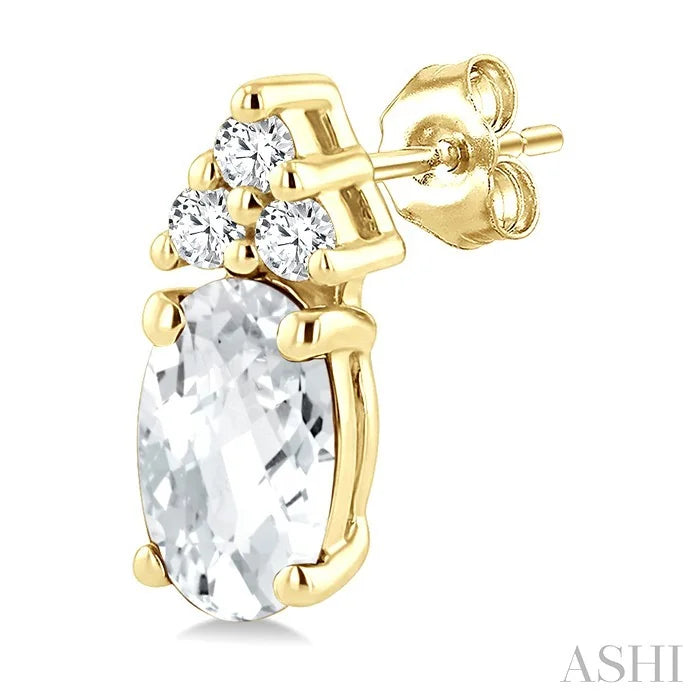 Oval Shape Gemstone & Diamond Earrings