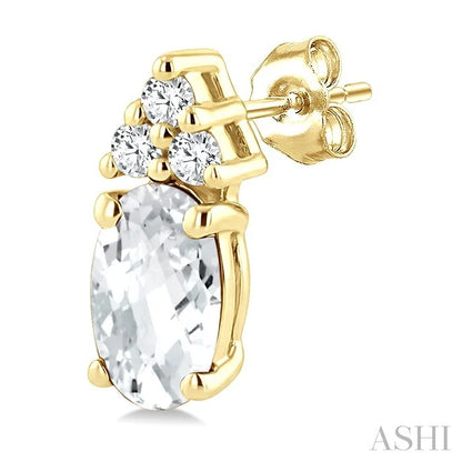 Oval Shape Gemstone & Diamond Earrings