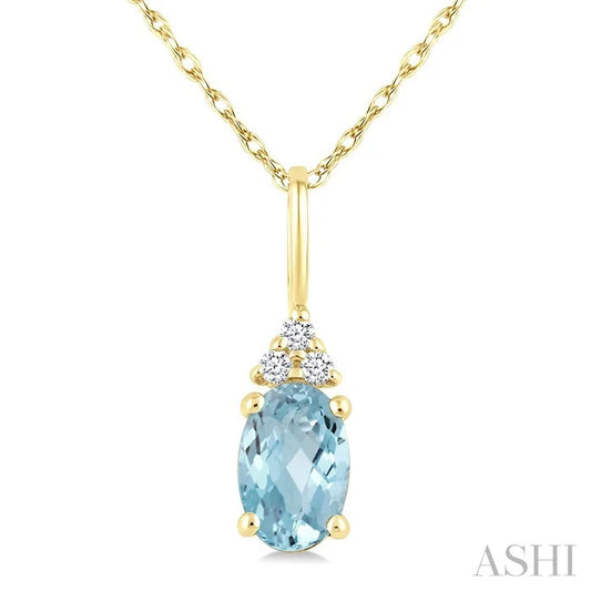 Oval Shape Gemstone & Diamond Pendant