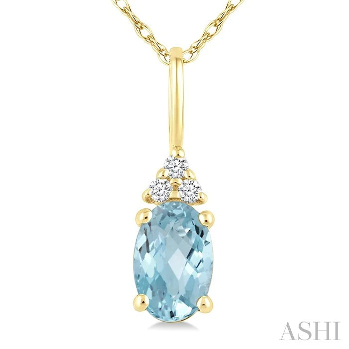 Oval Shape Gemstone & Diamond Pendant