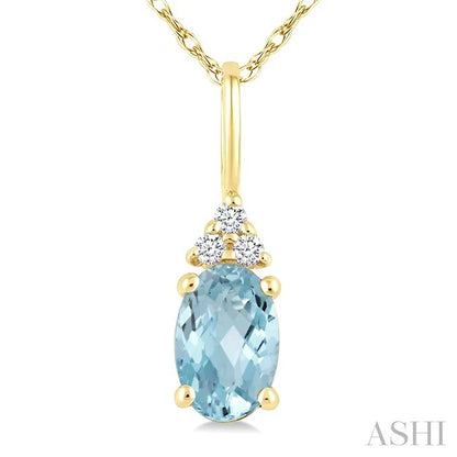 Oval Shape Gemstone & Diamond Pendant