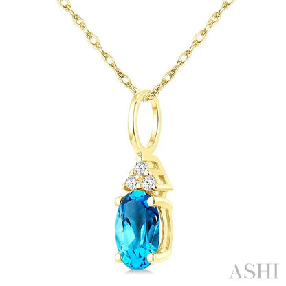 Oval Shape Gemstone & Diamond Pendant