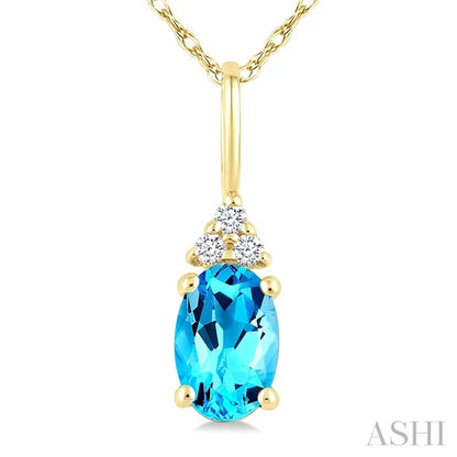 Oval Shape Gemstone & Diamond Pendant