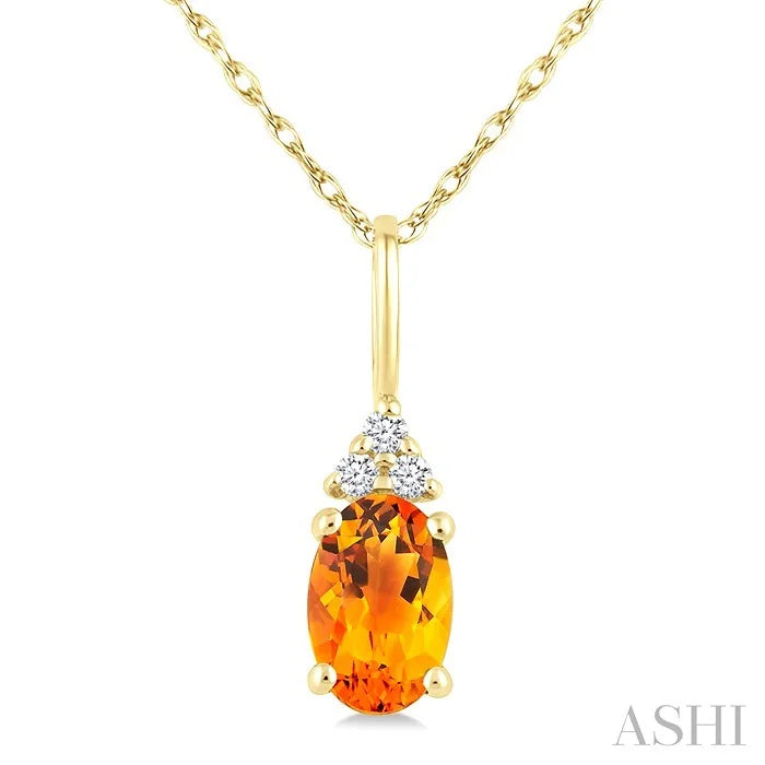 Oval Shape Gemstone & Diamond Pendant