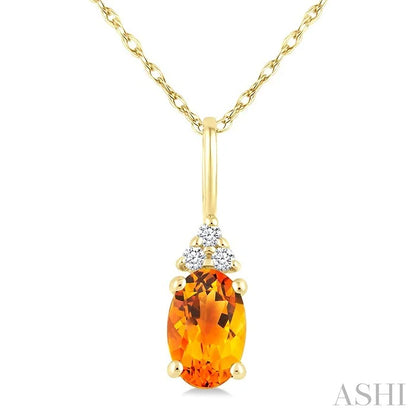 Oval Shape Gemstone & Diamond Pendant