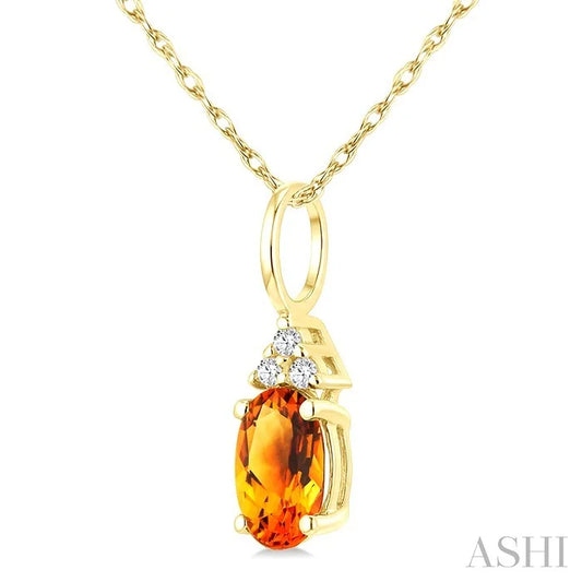 Oval Shape Gemstone & Diamond Pendant