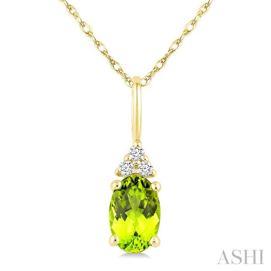 Oval Shape Gemstone & Diamond Pendant