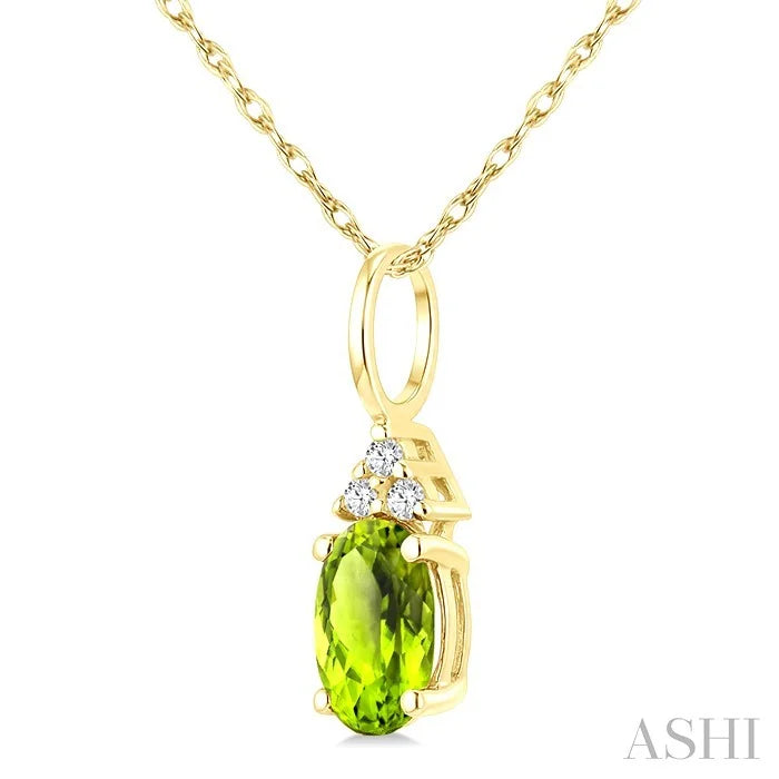 Oval Shape Gemstone & Diamond Pendant