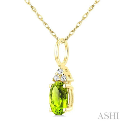 Oval Shape Gemstone & Diamond Pendant