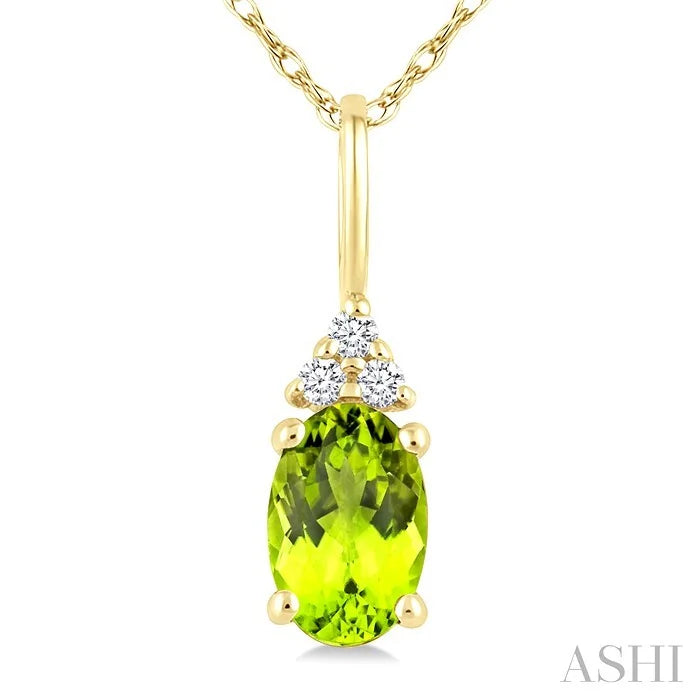 Oval Shape Gemstone & Diamond Pendant