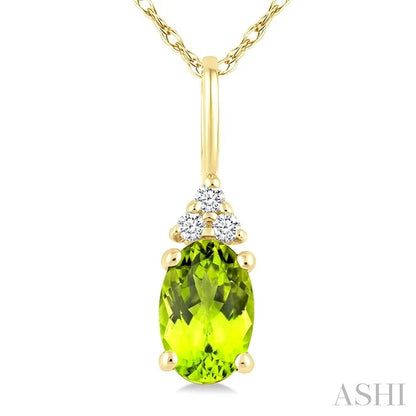 Oval Shape Gemstone & Diamond Pendant