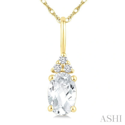 Oval Shape Gemstone & Diamond Pendant