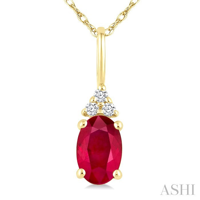 Oval Shape Gemstone & Diamond Pendant