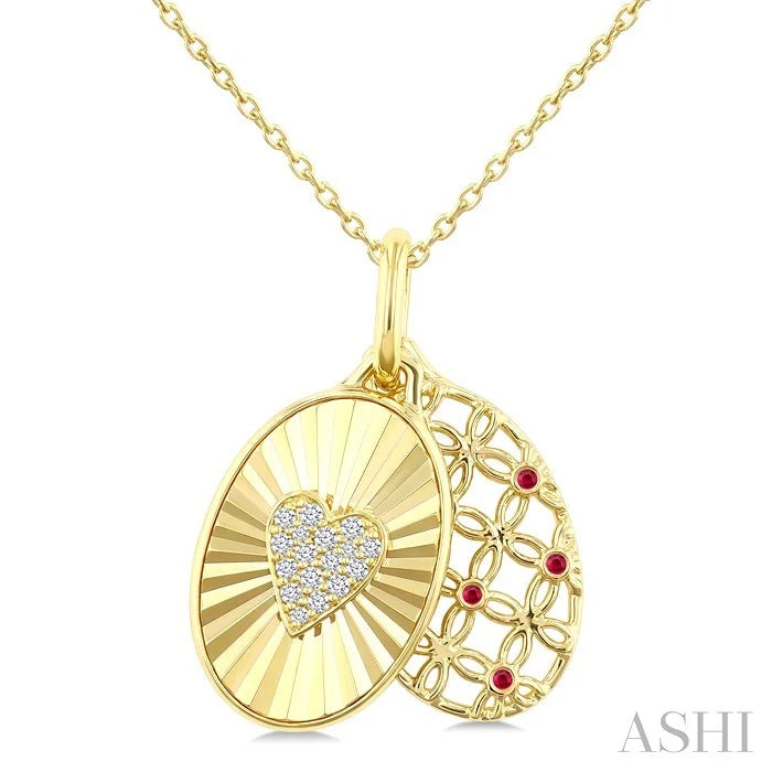 Heart Shape Fluted Gemstone & Diamond Fashion Pendant
