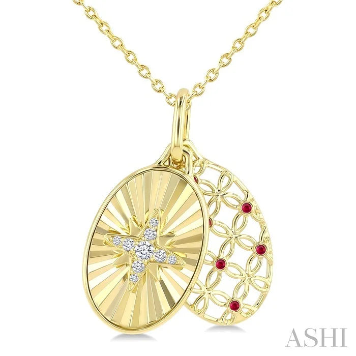 Star Shape Fluted Gemstone & Diamond Fashion Pendant