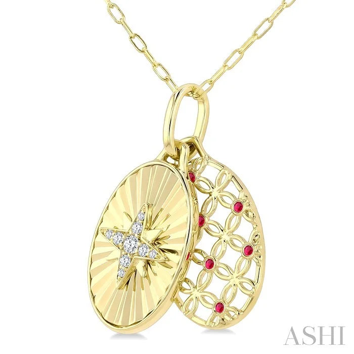 Star Shape Fluted Gemstone & Diamond Fashion Pendant