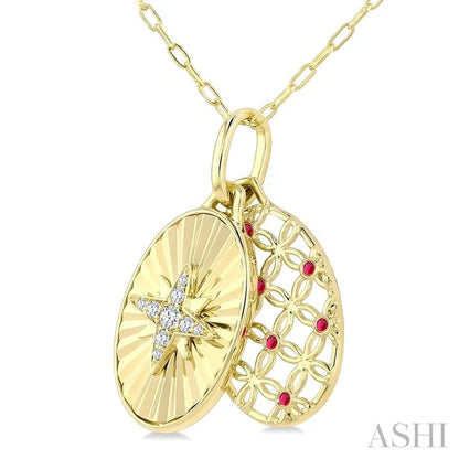 Star Shape Fluted Gemstone & Diamond Fashion Pendant