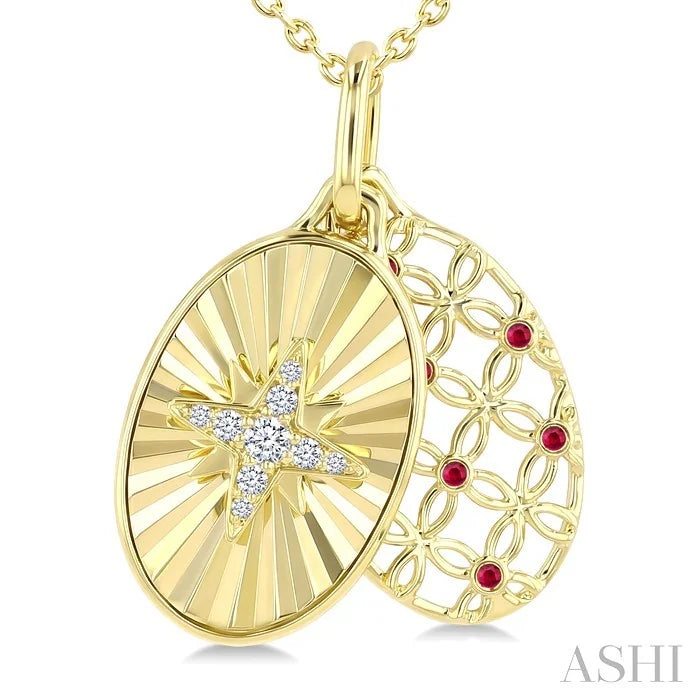 Star Shape Fluted Gemstone & Diamond Fashion Pendant