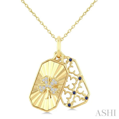 Clover Fluted Gemstone & Diamond Fashion Pendant