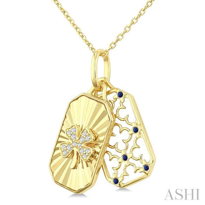 Clover Fluted Gemstone & Diamond Fashion Pendant