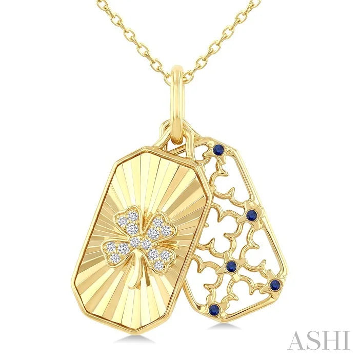 Clover Fluted Gemstone & Diamond Fashion Pendant