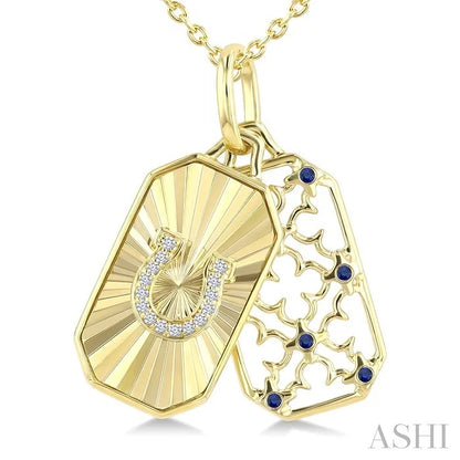 Horseshoe Fluted Gemstone & Diamond Fashion Pendant