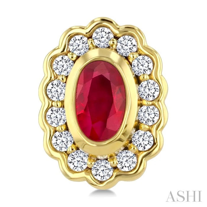 Bold Oval Shape Gemstone & Diamond Earrings