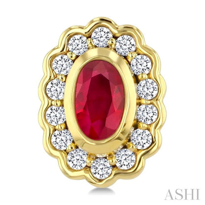 Bold Oval Shape Gemstone & Diamond Earrings