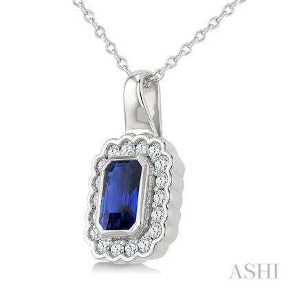 Bold Emerald Shape Gemstone & Diamond Pendant